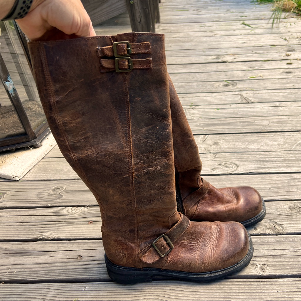 John Fluevog Motorcycle Brown Leather Boots Fit Size Us 8 Vintage